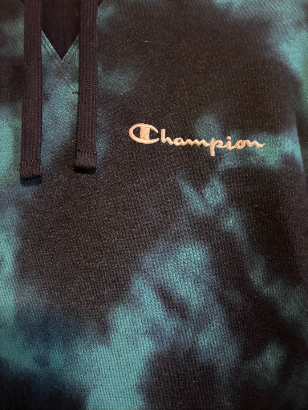 Champion Teal and Navy Tie-Dye Pullover Hoodie - Picture 2 of 4